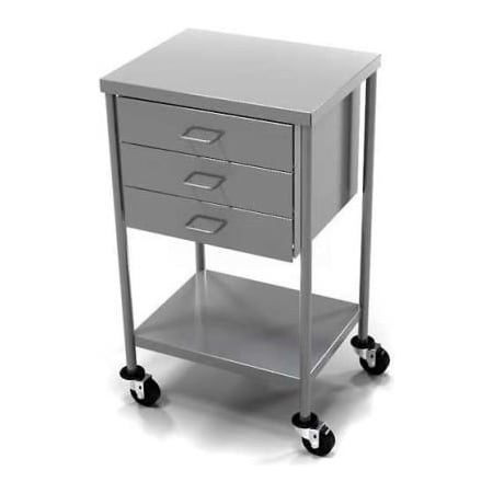Aero AERO Stainless Steel Anesthesia Utility Table with 3 Drawers & Flat Top Shelf CSD-3-1620